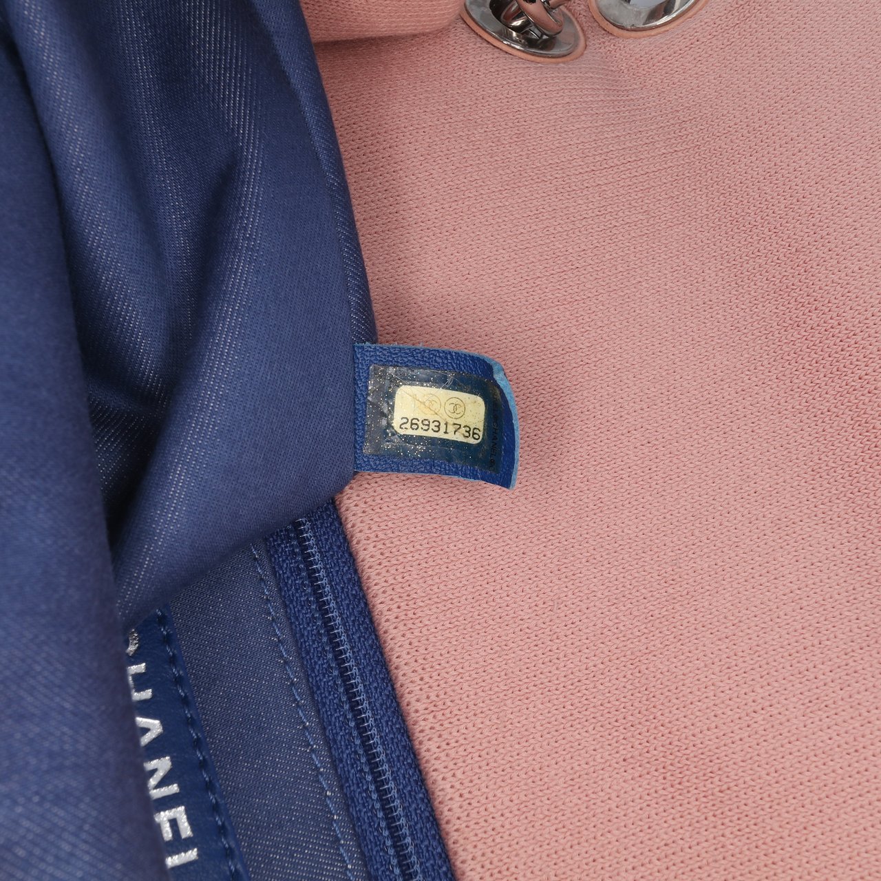 Chanel Jumbo Stripe Jersey Felt and Rope Flap Roze