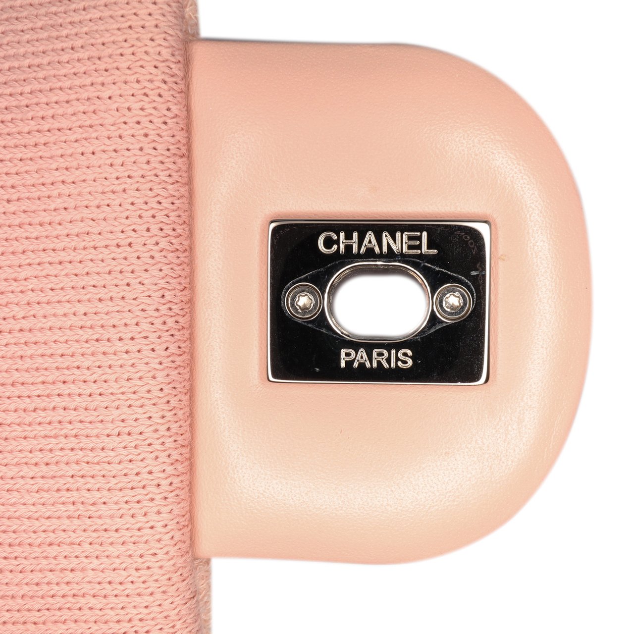 Chanel Jumbo Stripe Jersey Felt and Rope Flap Roze