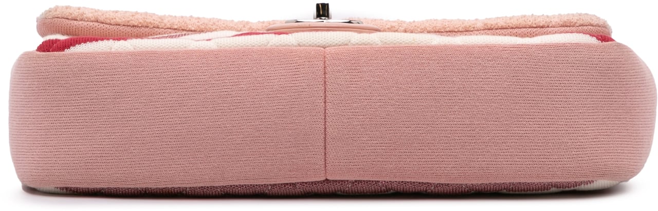 Chanel Jumbo Stripe Jersey Felt and Rope Flap Roze