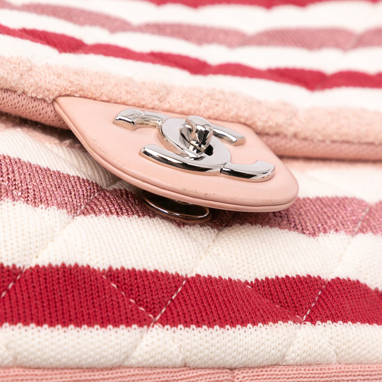 Chanel Jumbo Stripe Jersey Felt and Rope Flap Roze