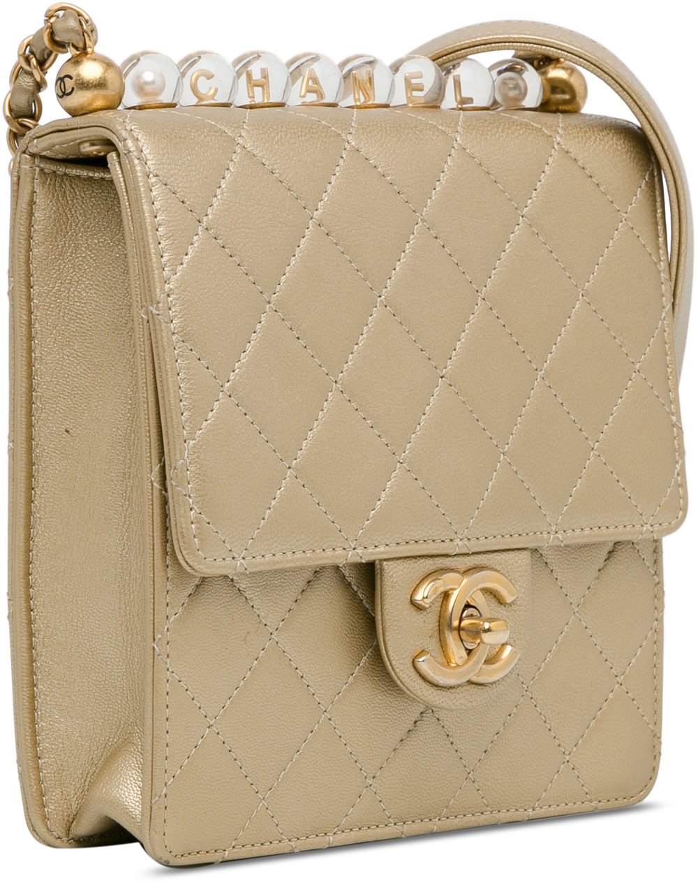 Chanel Small Lambskin Chic Pearls Flap Goud