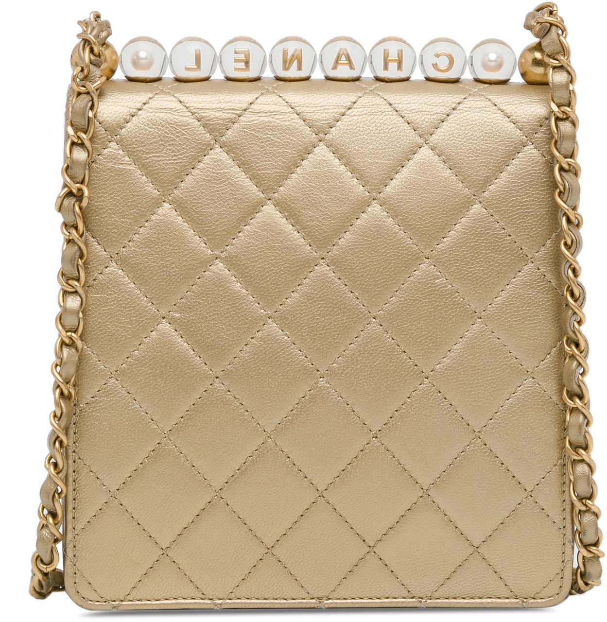 Chanel Small Lambskin Chic Pearls Flap Goud
