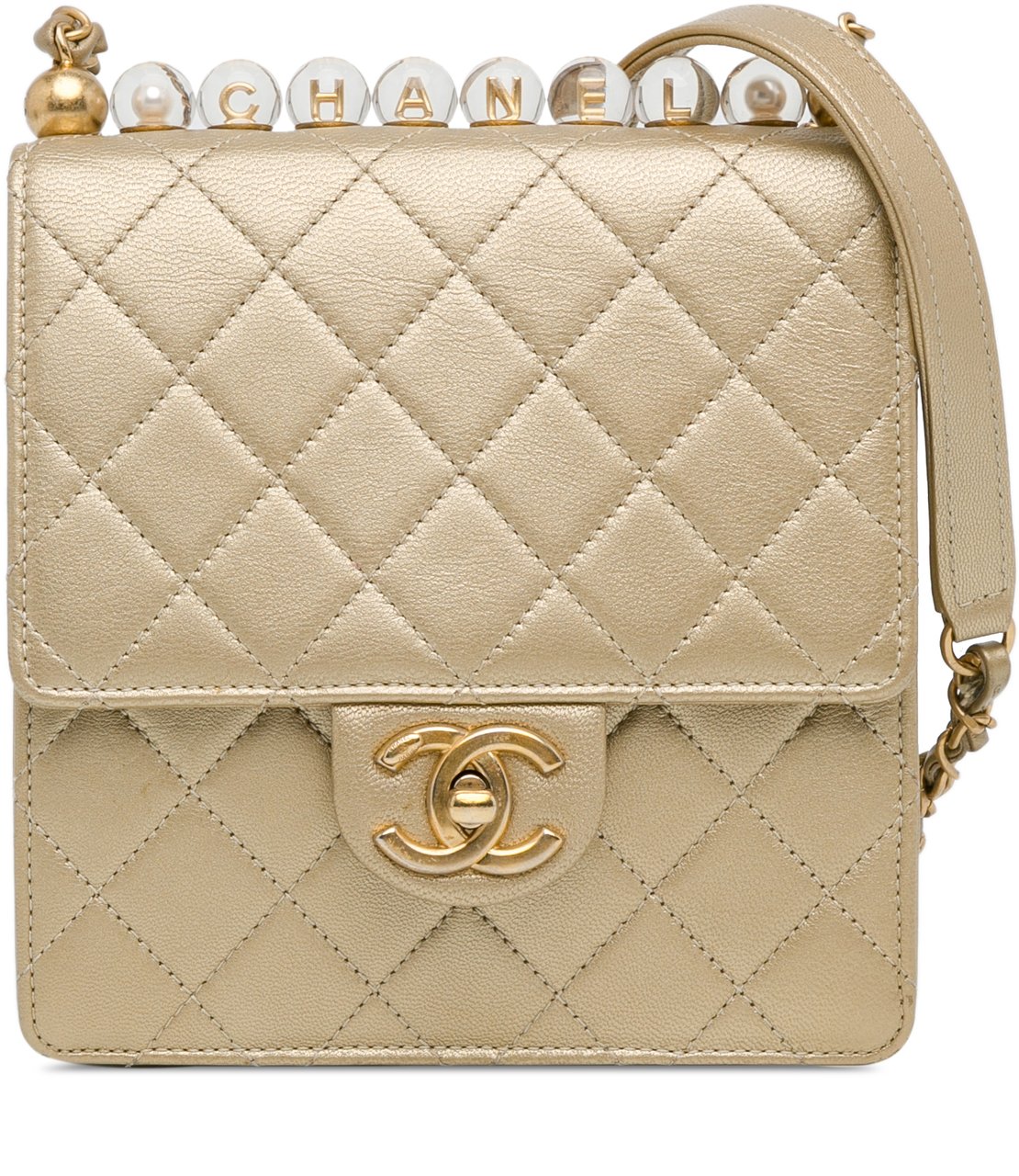 Chanel Small Lambskin Chic Pearls Flap Goud