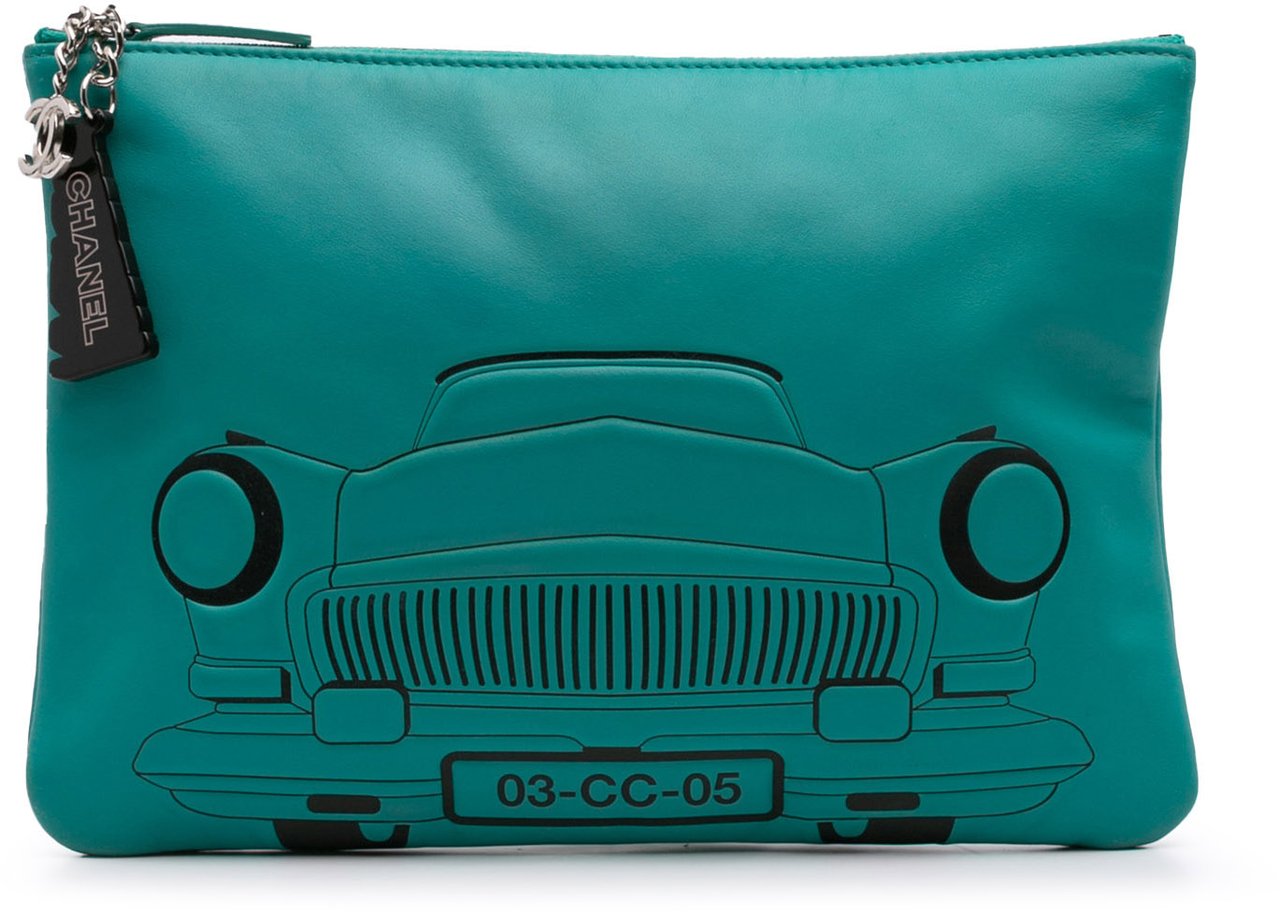 Chanel Medium Printed Lambskin Cuba La Habana O Case Clutch Blauw