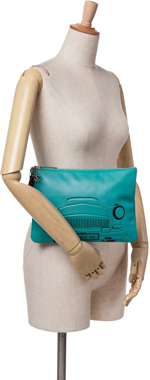 Chanel Medium Printed Lambskin Cuba La Habana O Case Clutch Blauw