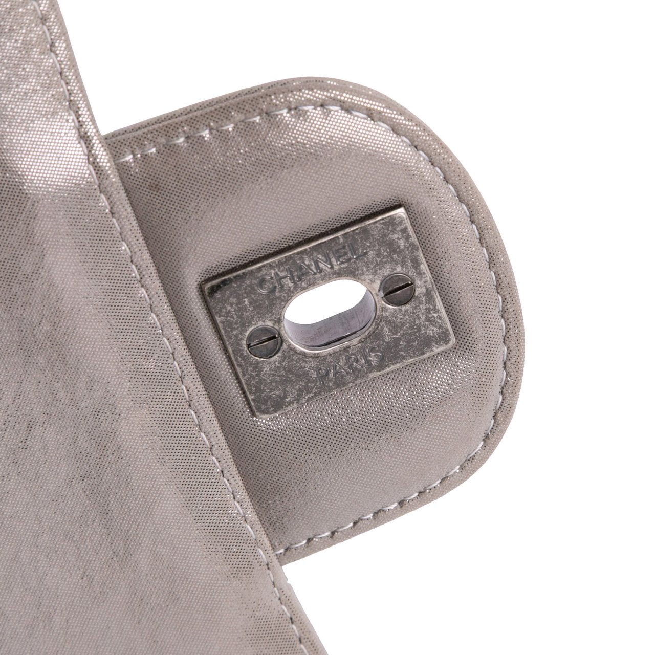 Chanel Mini Square Classic Chevron Iridescent Calfskin Single Flap Bruin