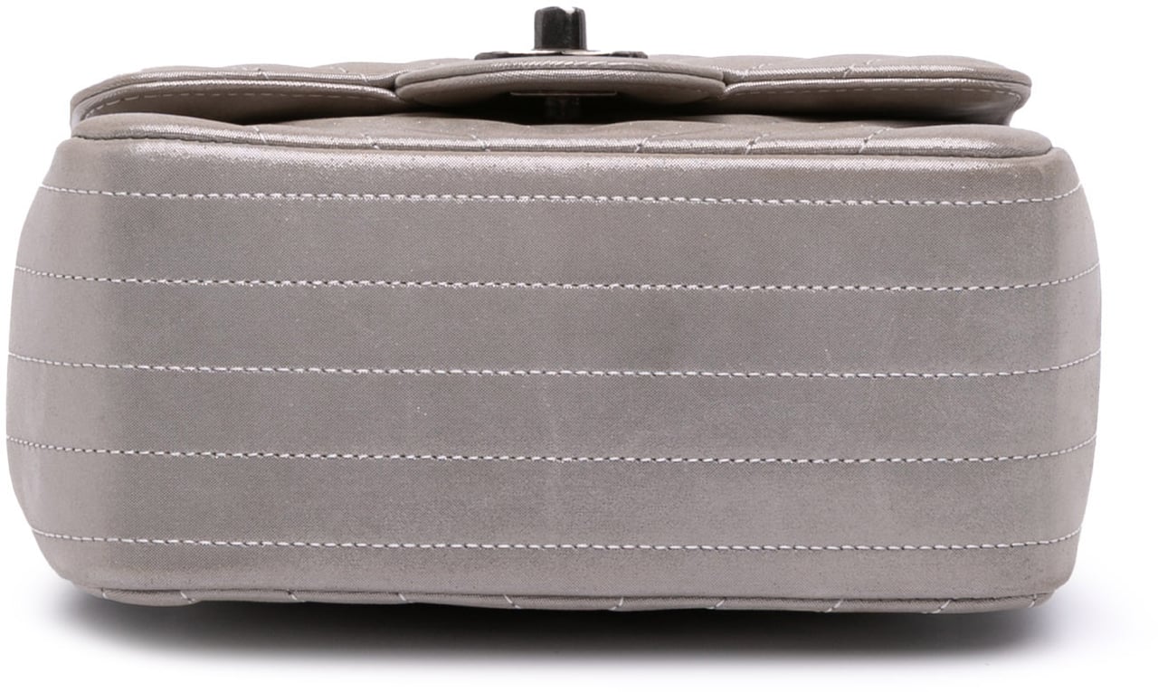 Chanel Mini Square Classic Chevron Iridescent Calfskin Single Flap Bruin