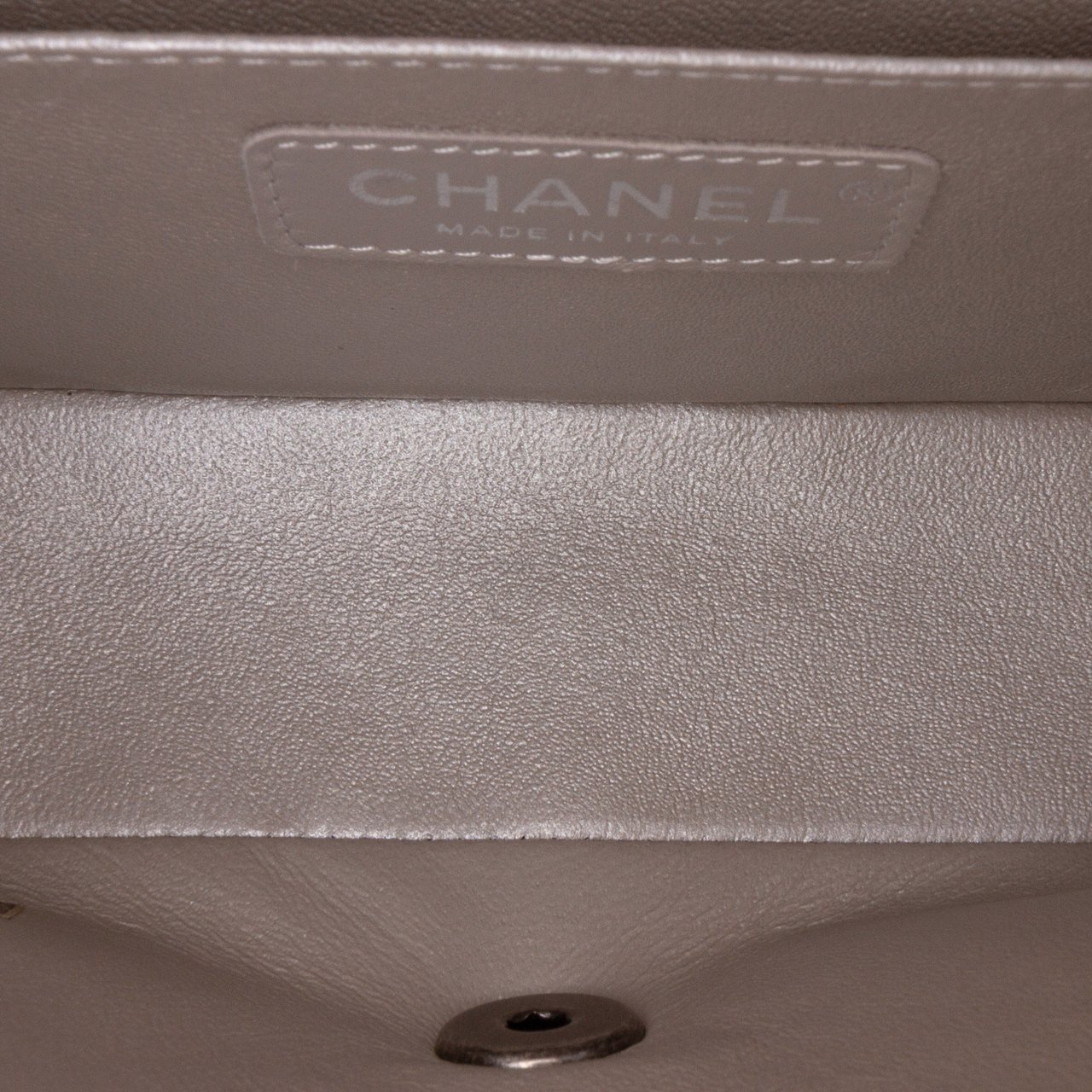 Chanel Mini Square Classic Chevron Iridescent Calfskin Single Flap Bruin