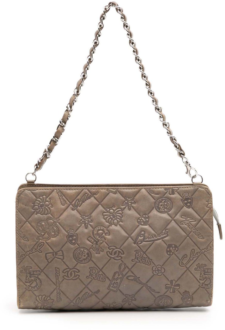 Chanel Embossed Lambskin Lucky Symbols Pochette Bruin