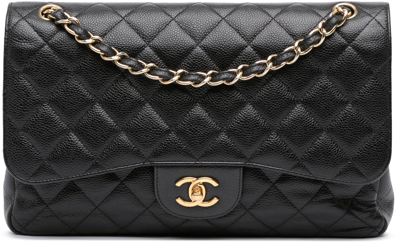 Chanel Jumbo Classic Caviar Double Flap Zwart