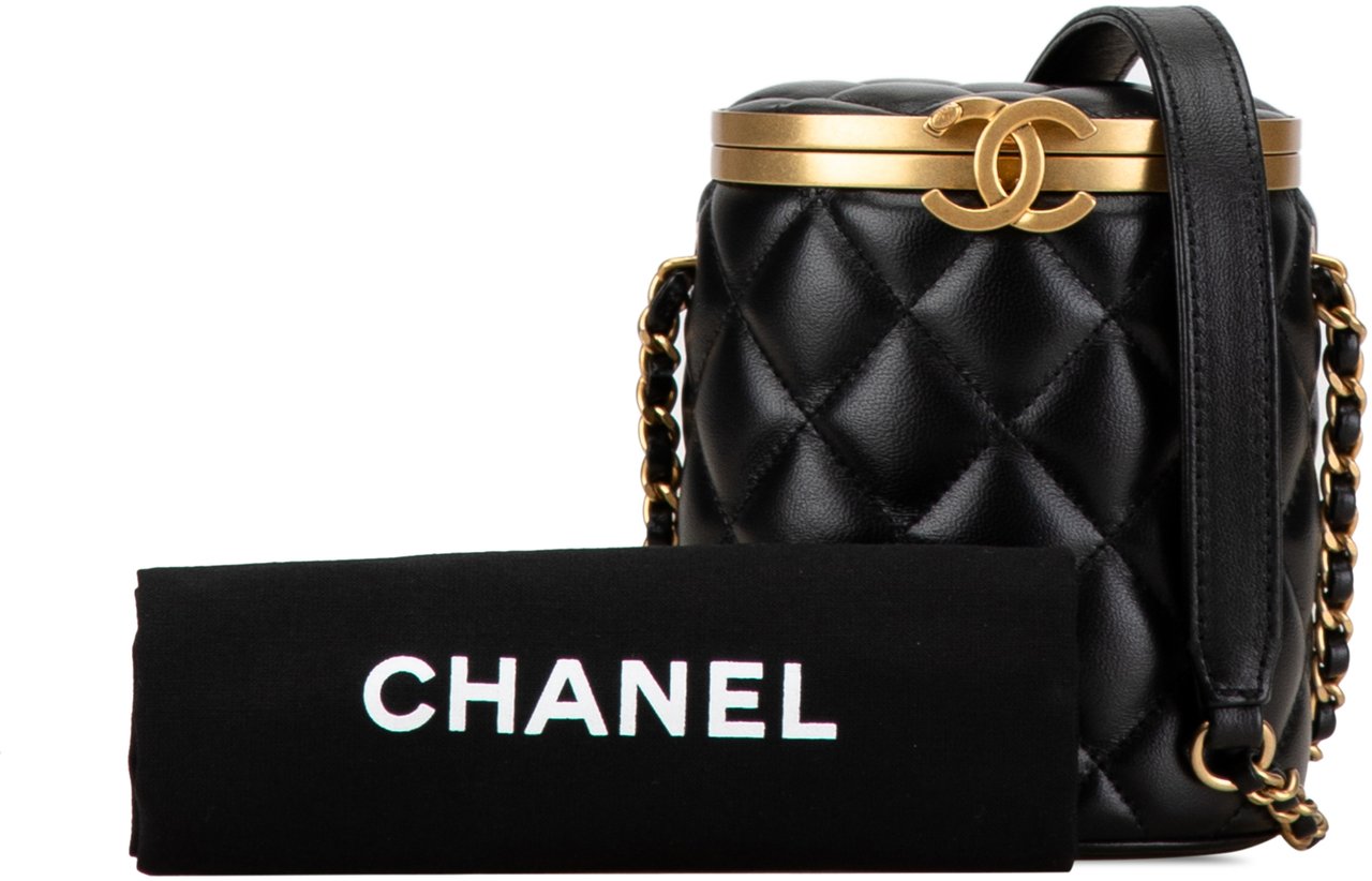 Chanel Mini Lambskin Crown Box Bag Zwart