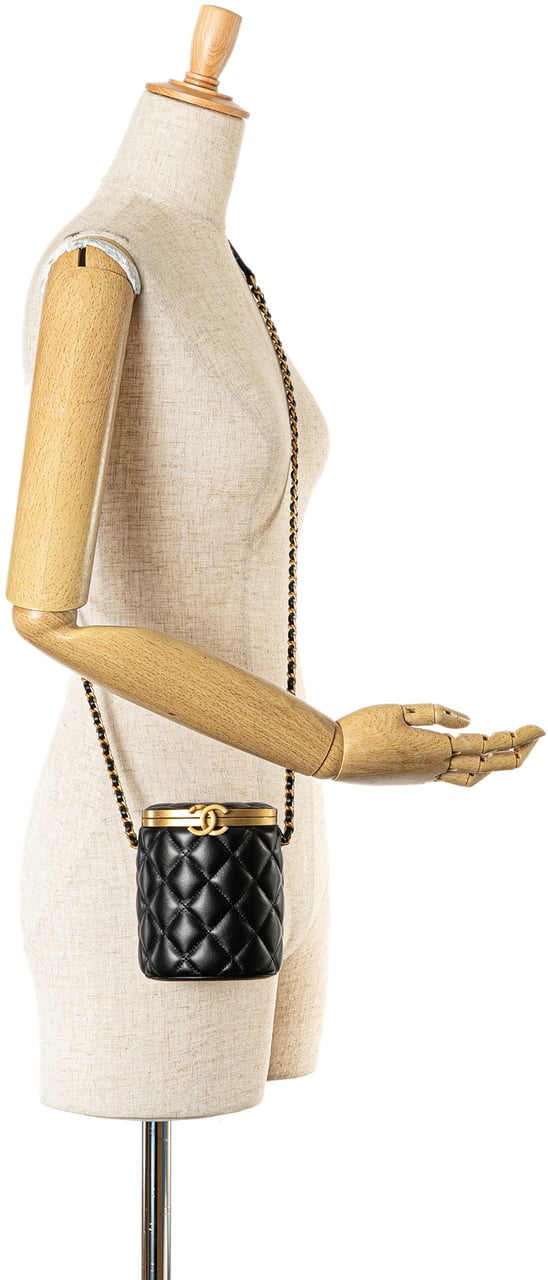 Chanel Mini Lambskin Crown Box Bag Zwart