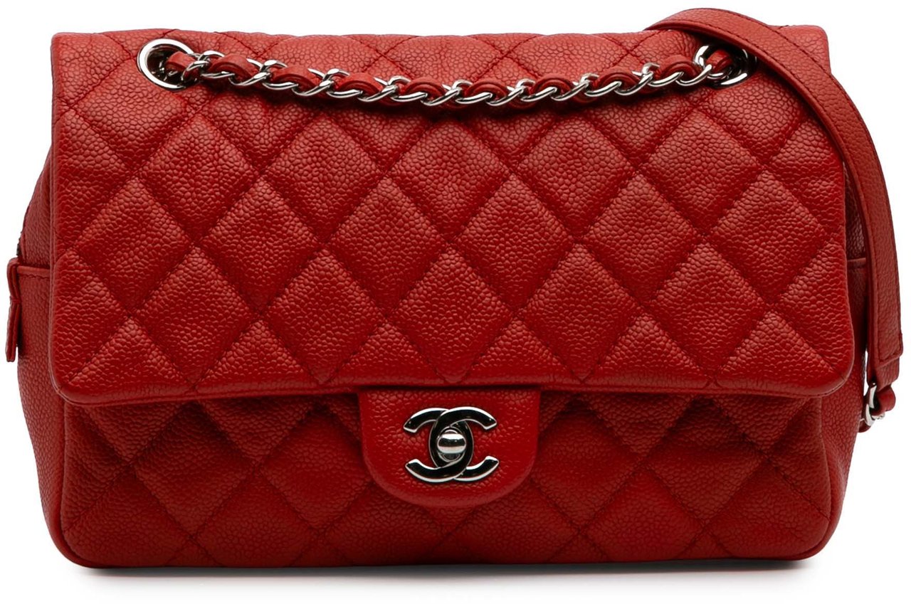 Chanel Medium Quilted Caviar Easy Flap Oranje