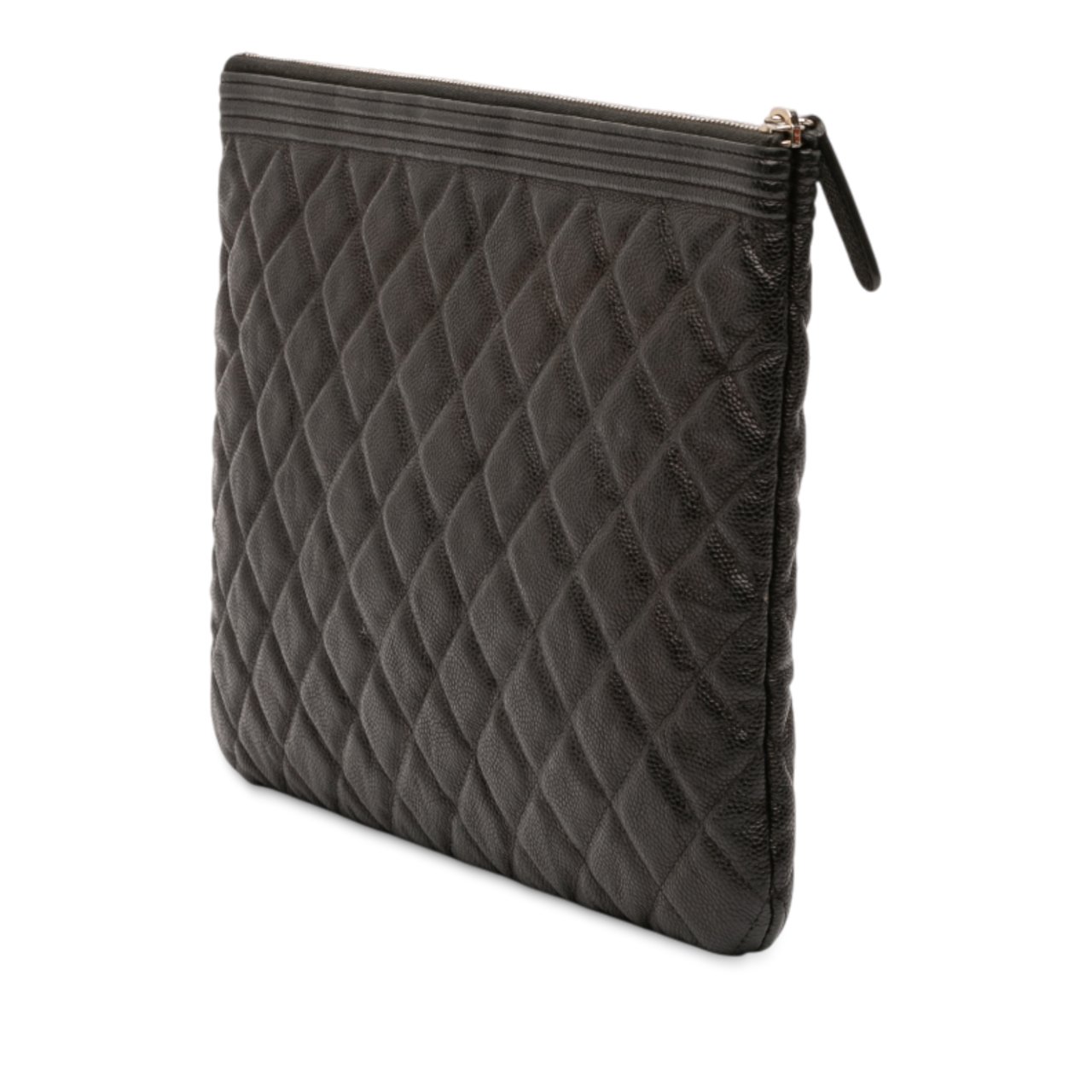 Chanel Medium Quilted Caviar Boy O Case Clutch Zwart