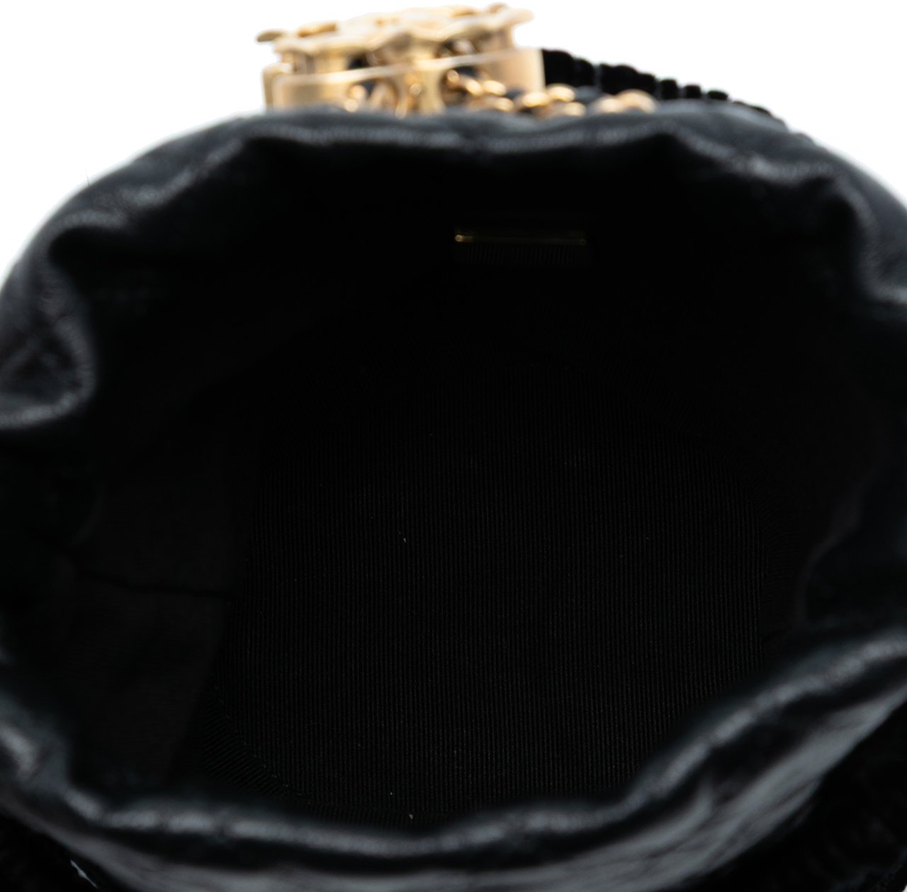 Chanel Braided Velvet Goatskin Drawstring Bucket Zwart