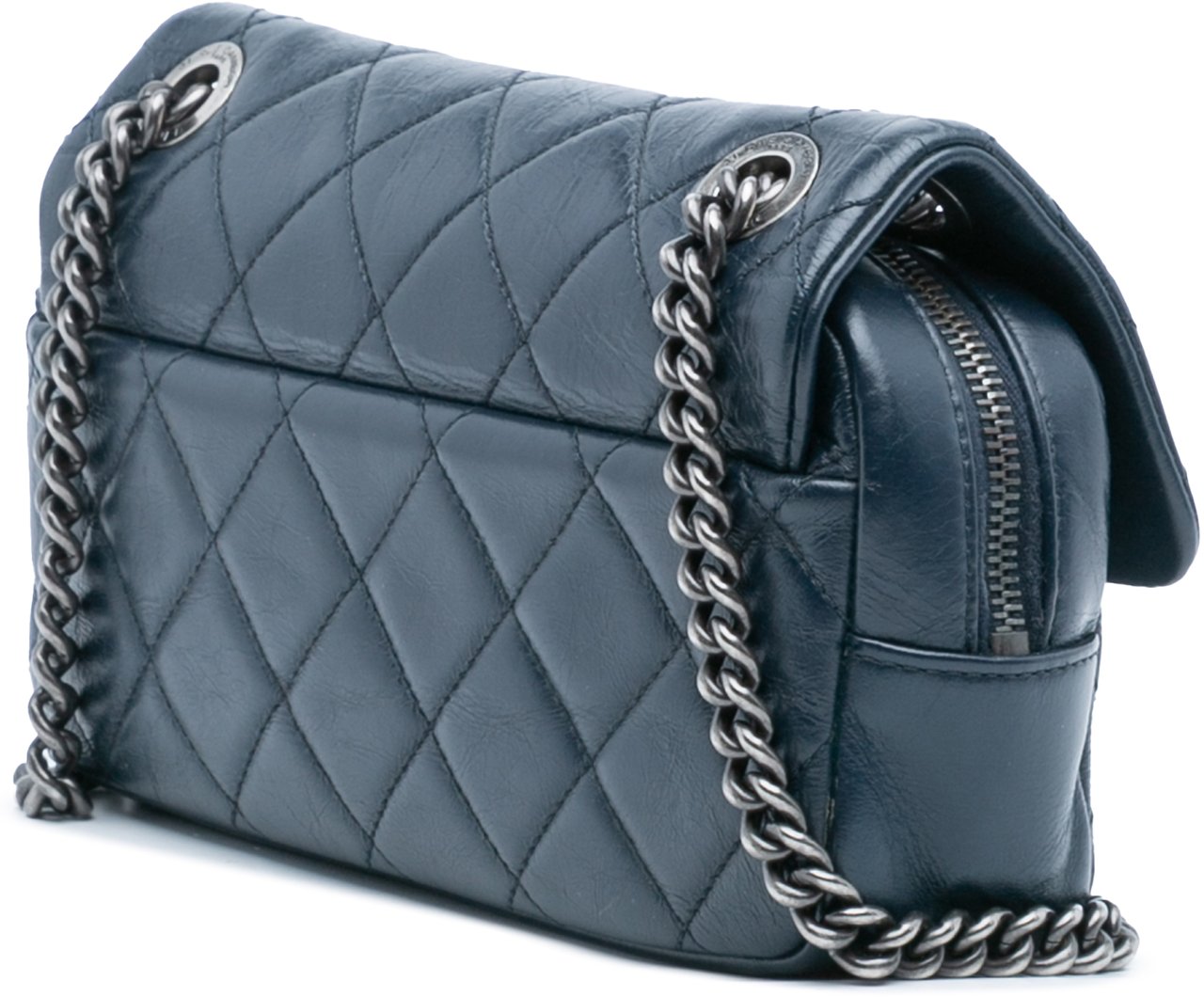 Chanel Small Glazed Calfskin Duo Color Flap Blauw