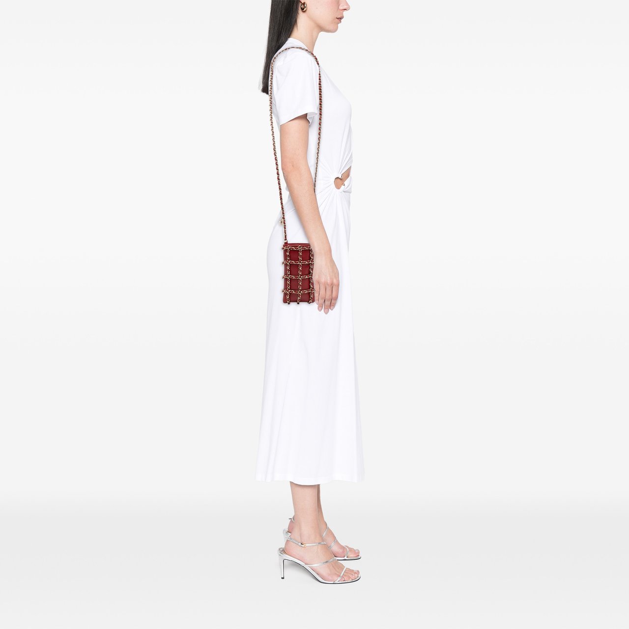Chanel Lambskin Tech Me Out Clutch With Chain Rood