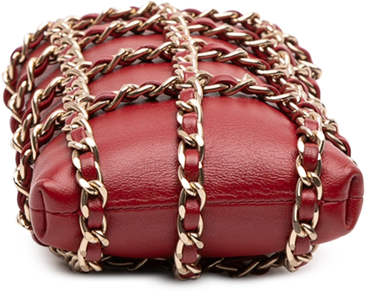 Chanel Lambskin Tech Me Out Clutch With Chain Rood