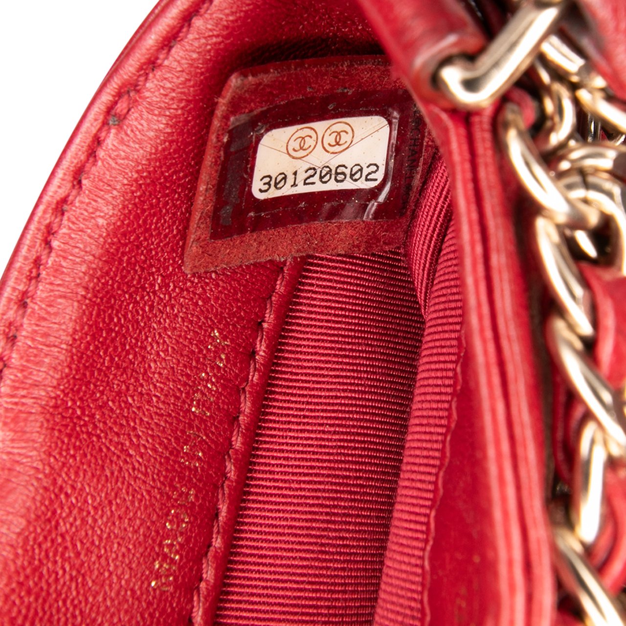 Chanel Lambskin Tech Me Out Clutch With Chain Rood