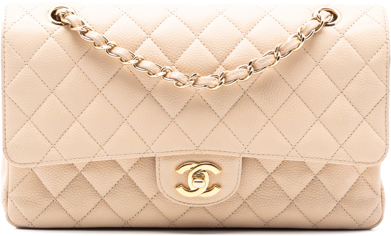Chanel Medium Classic Caviar Double Flap Bruin