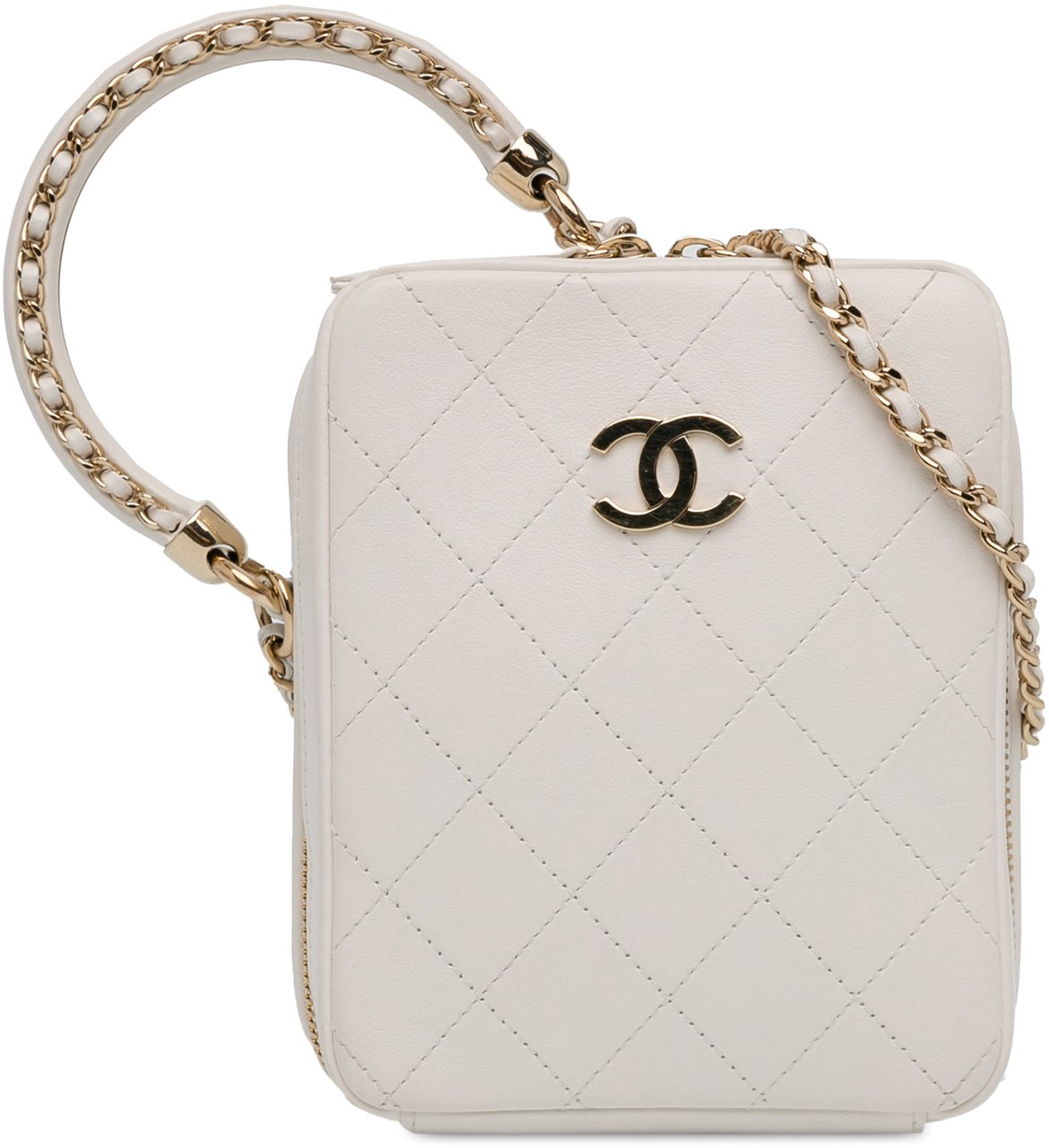 Chanel CC Lambskin Round Handle Camera Case Wit