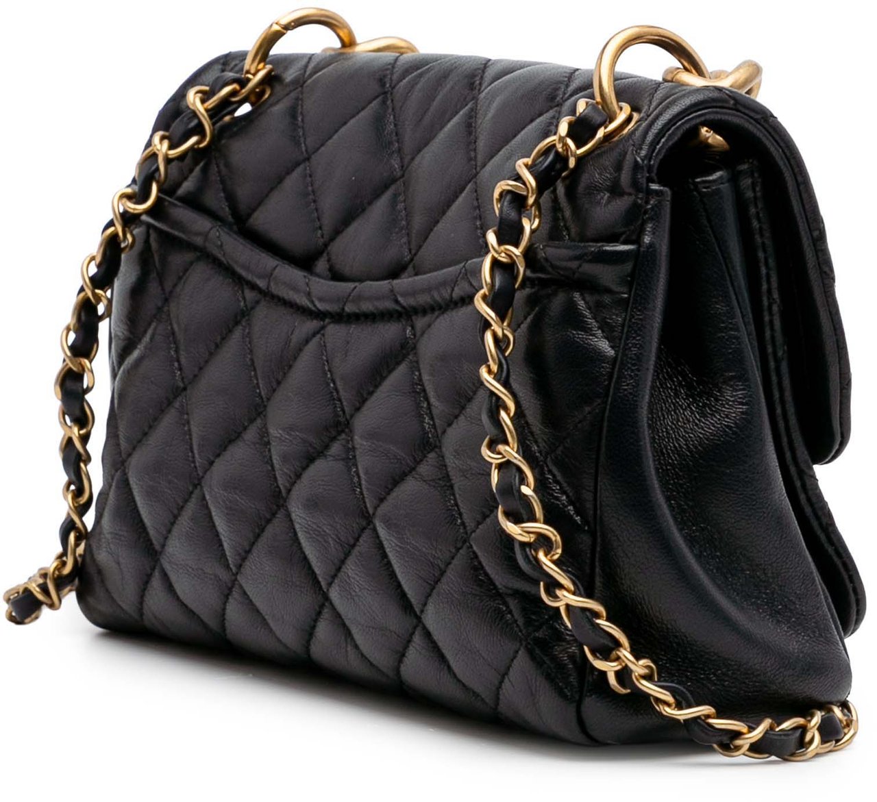 Chanel Small Quilted Lambskin Chain Link Flap Zwart