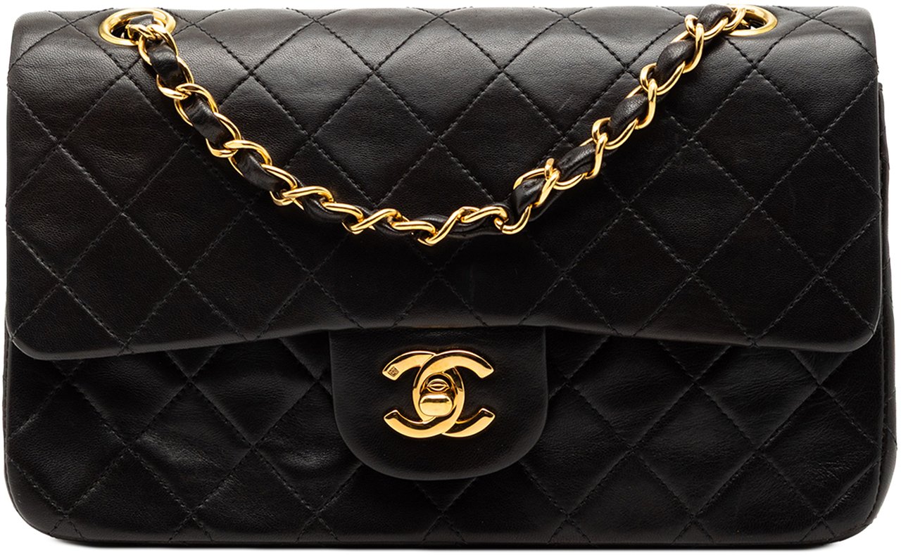 Chanel Small Classic Lambskin Double Flap Zwart