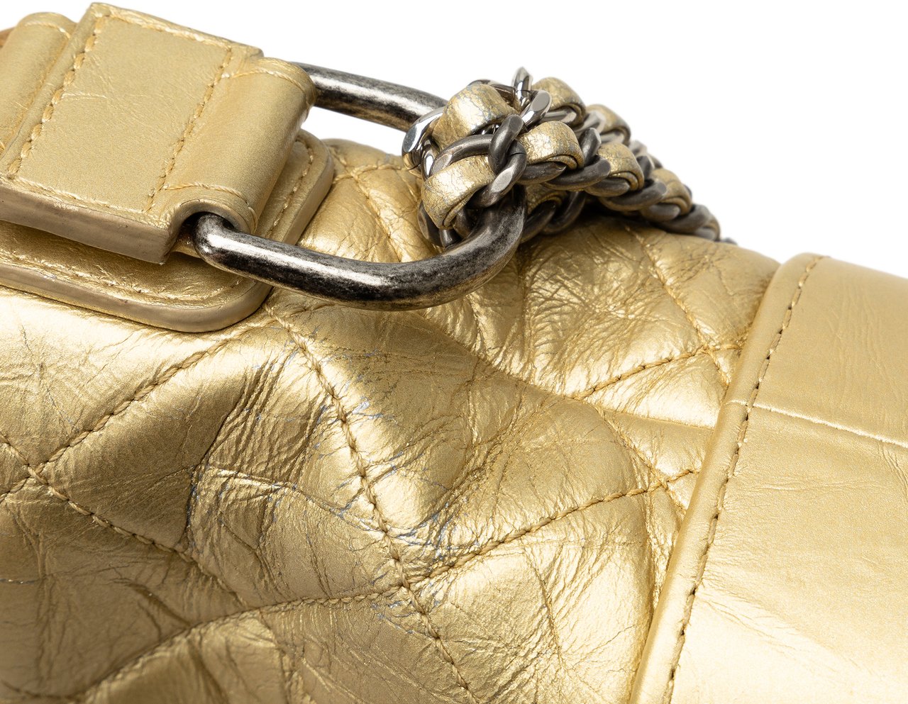 Chanel Small Metallic Lambskin Gabrielle Crossbody Goud