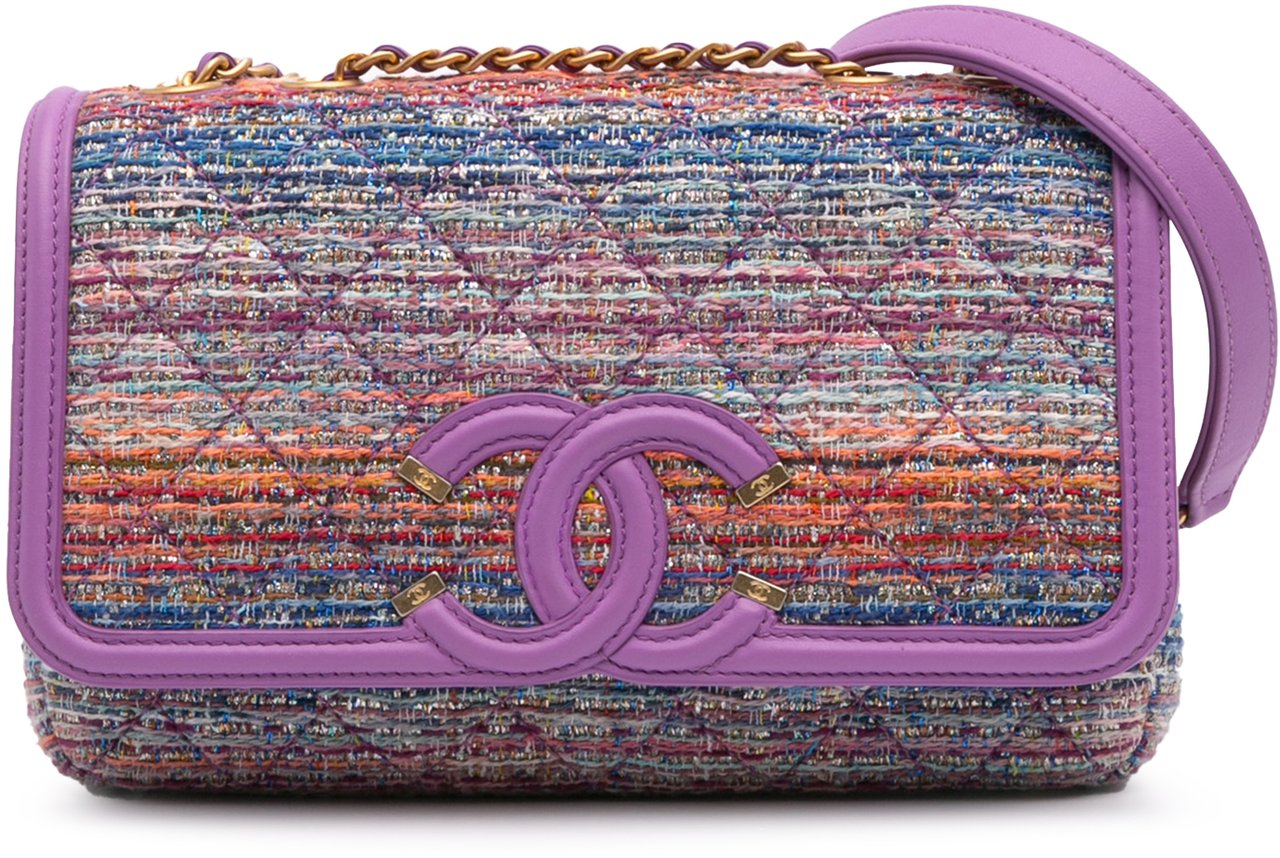 Chanel Medium Tweed CC Filigree Flap Paars