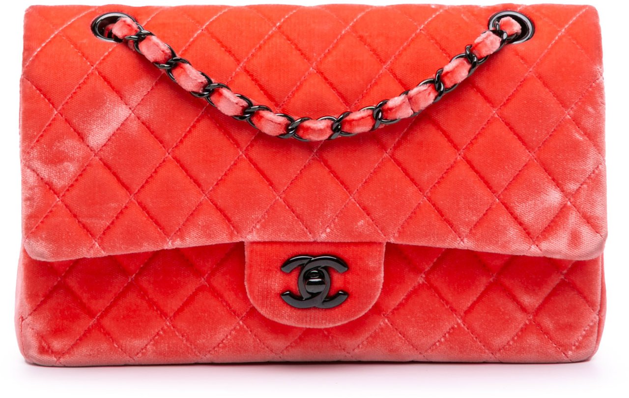 Chanel Medium Classic Velvet Double Flap Rood