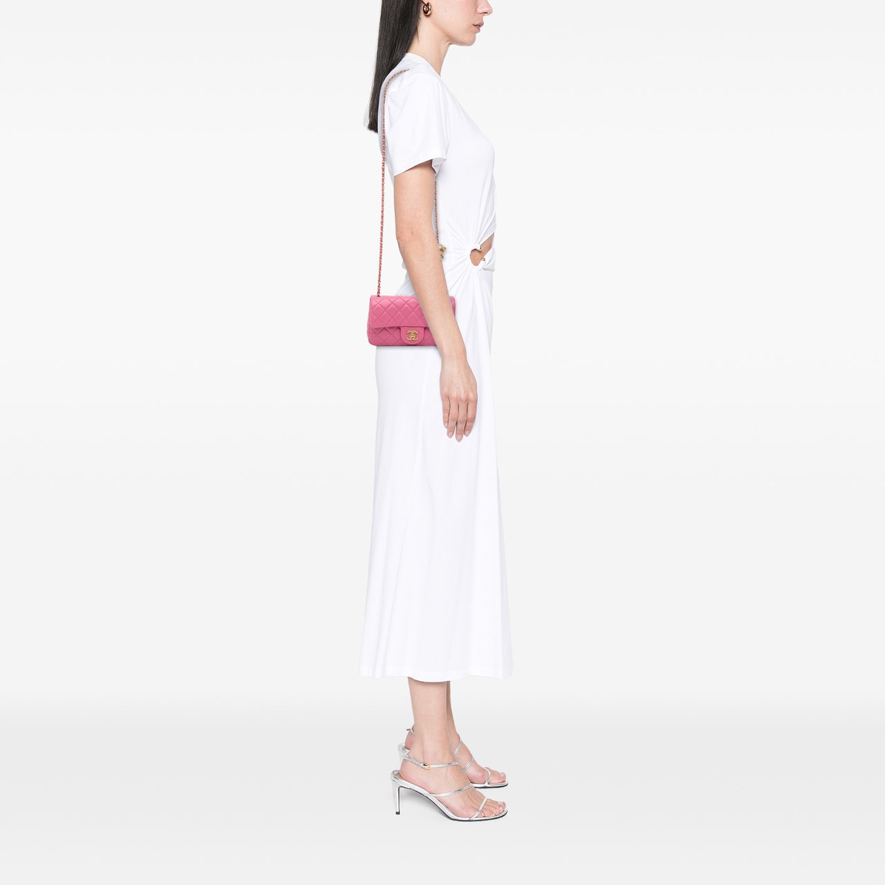 Chanel Mini Rectangular Classic Lambskin Pearl Crush Single Flap Roze