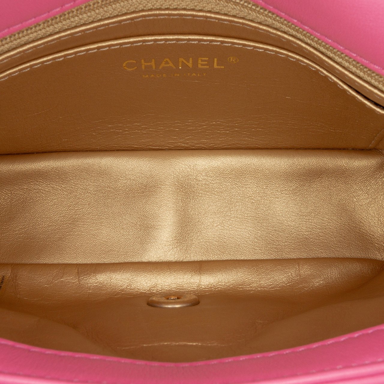 Chanel Mini Rectangular Classic Lambskin Pearl Crush Single Flap Roze