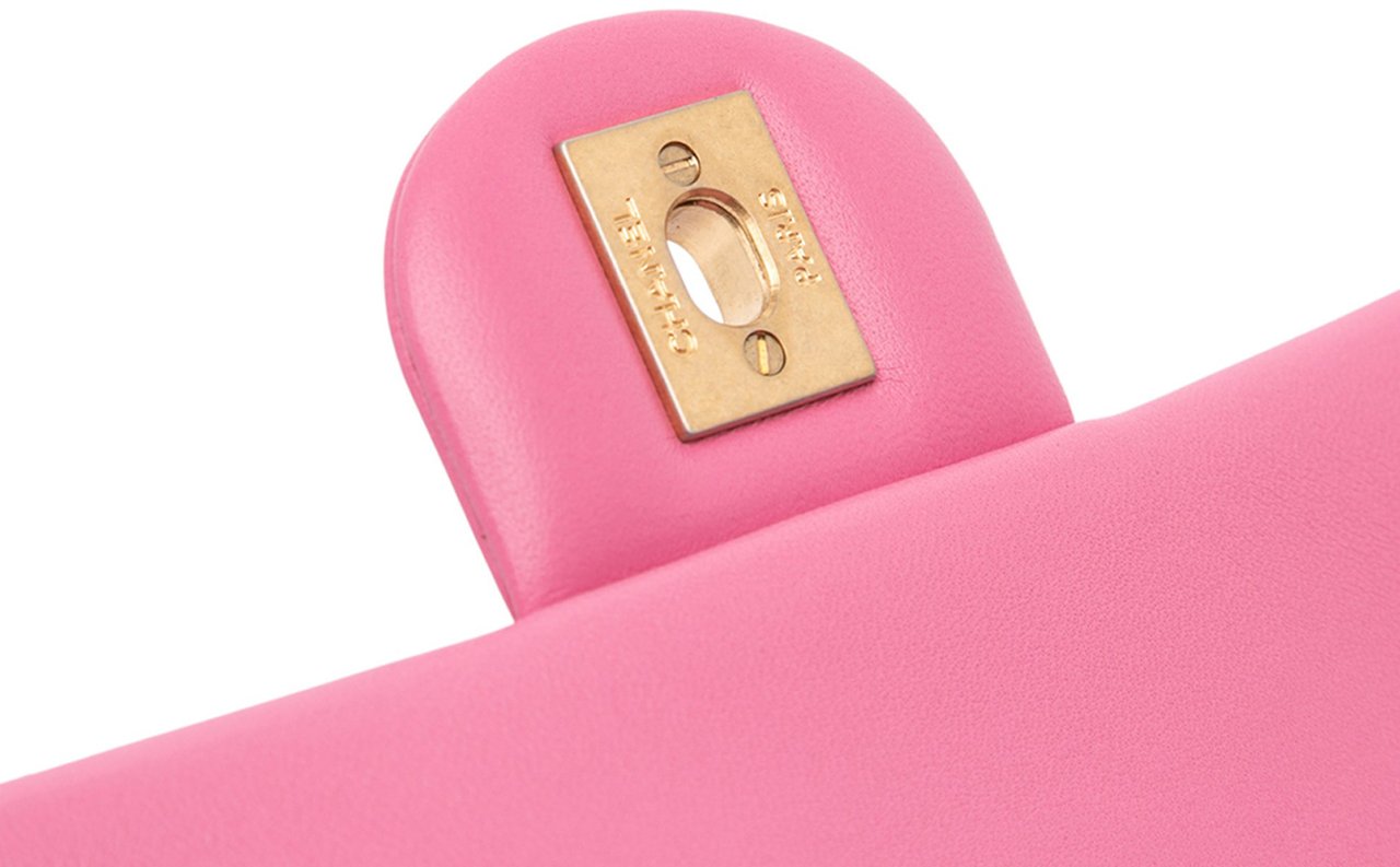 Chanel Mini Rectangular Classic Lambskin Pearl Crush Single Flap Roze