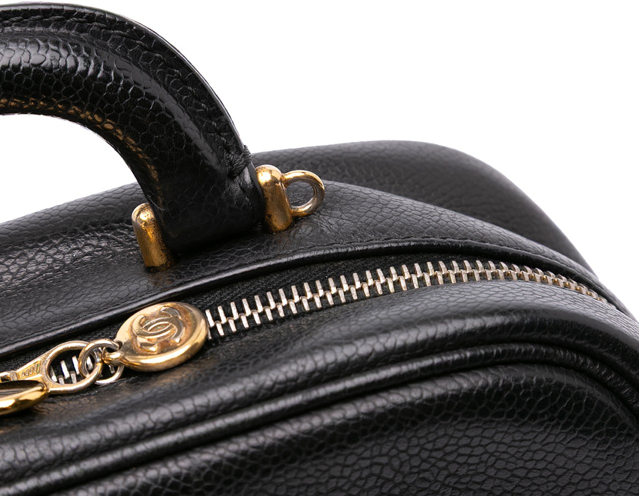 Chanel CC Caviar Vanity Case Zwart