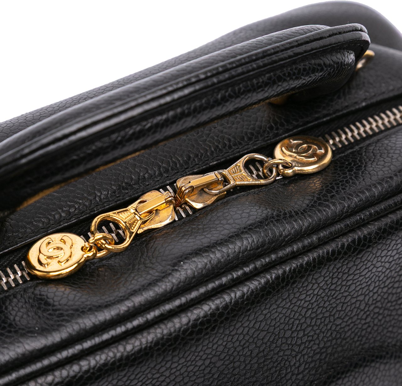 Chanel CC Caviar Vanity Case Zwart