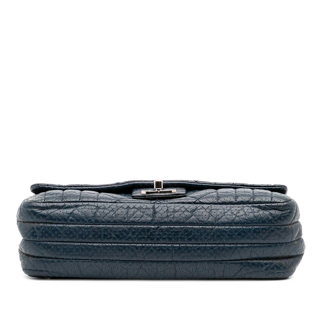 Chanel CC Quilted Perforated Aged Calfskin Flap Blauw