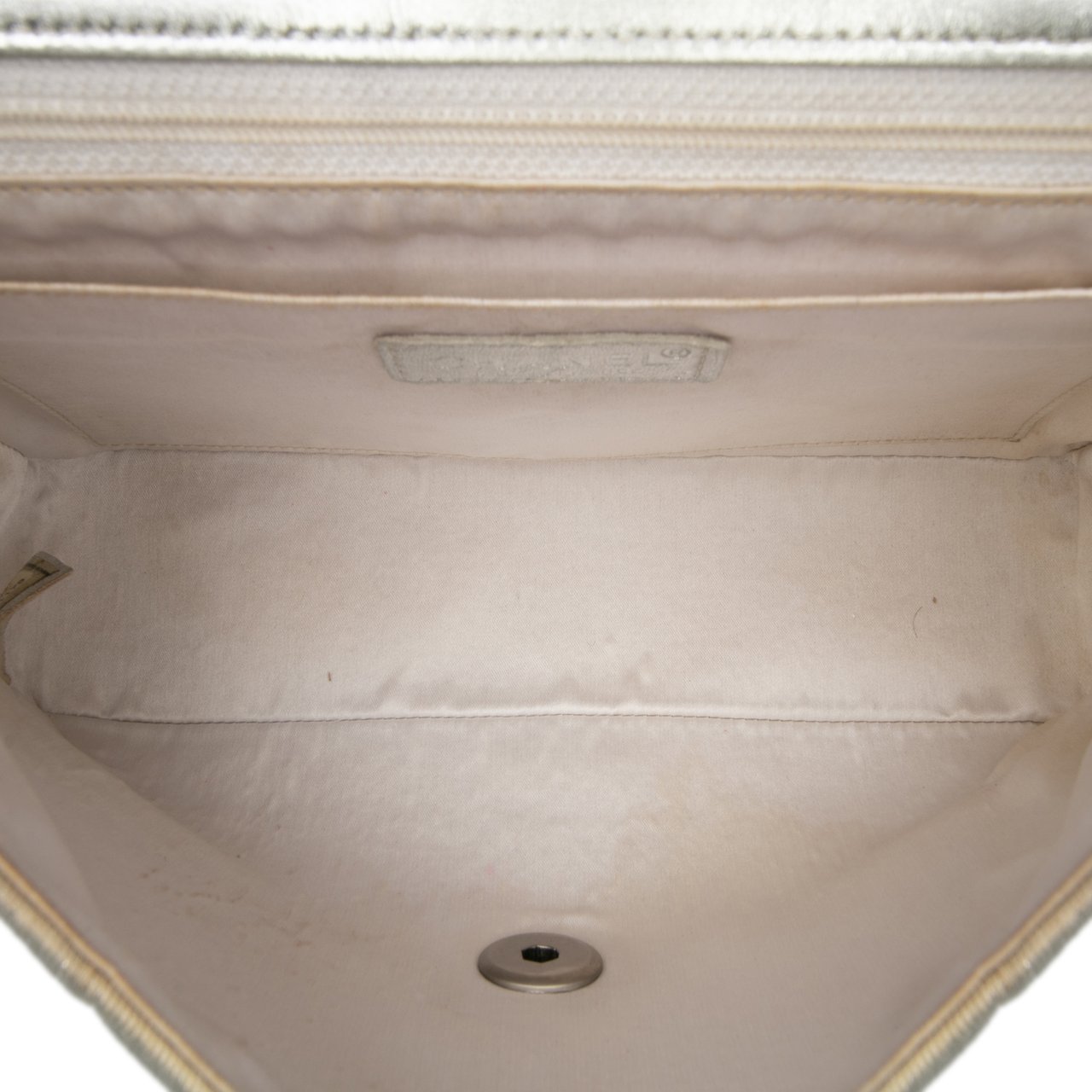 Chanel New Travel Line Medium Metallic Nylon Single Flap Zilver