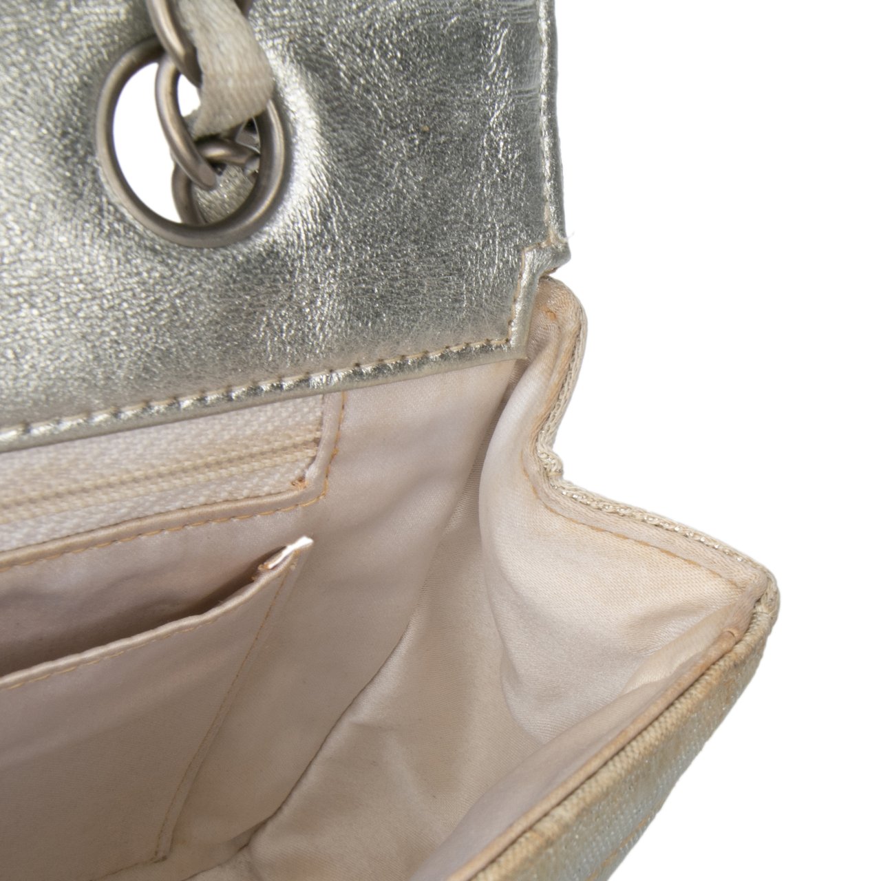 Chanel New Travel Line Medium Metallic Nylon Single Flap Zilver