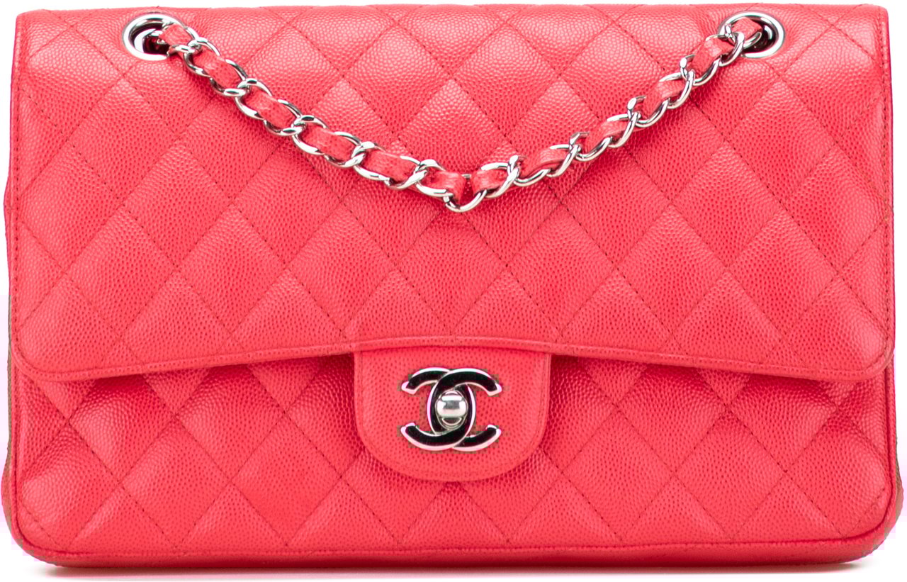 Chanel Medium Classic Caviar Double Flap Rood