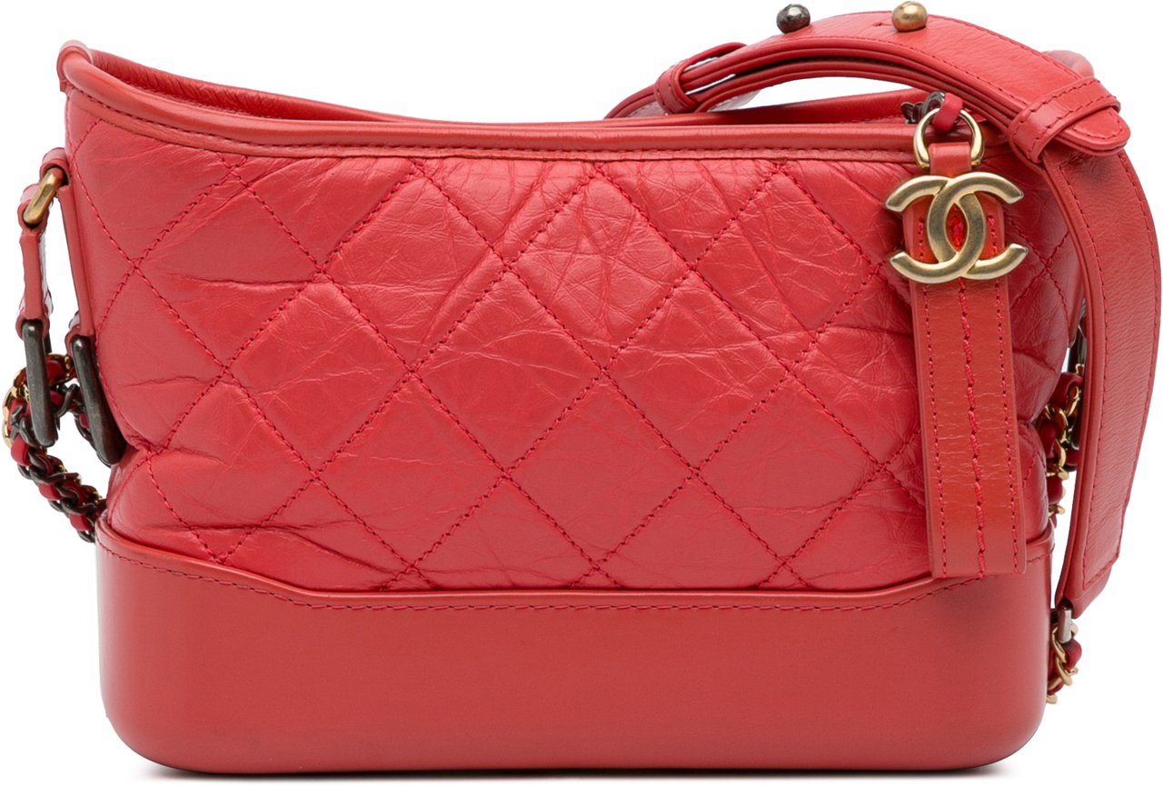 Chanel Small Chevron Lambskin Gabrielle Crossbody Rood