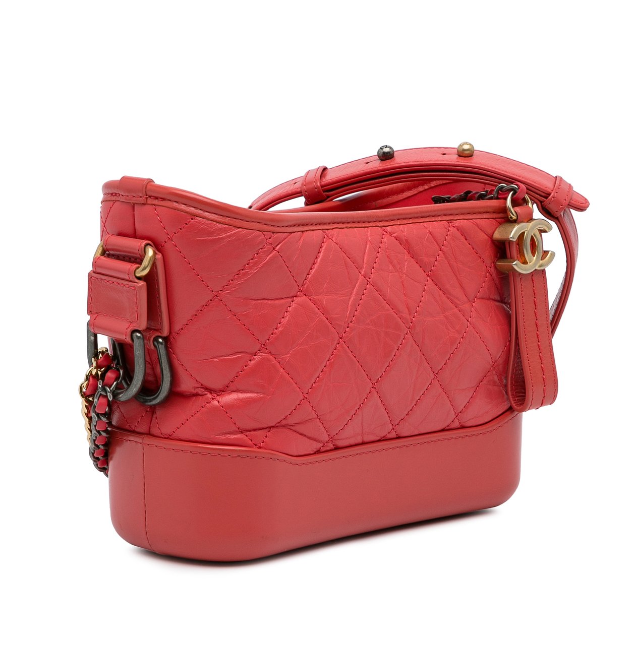 Chanel Small Chevron Lambskin Gabrielle Crossbody Rood