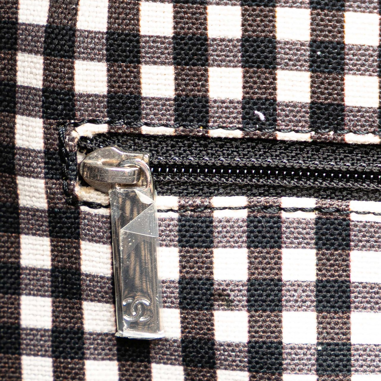 Chanel Printed Canvas Gingham Weekender Tote Wit