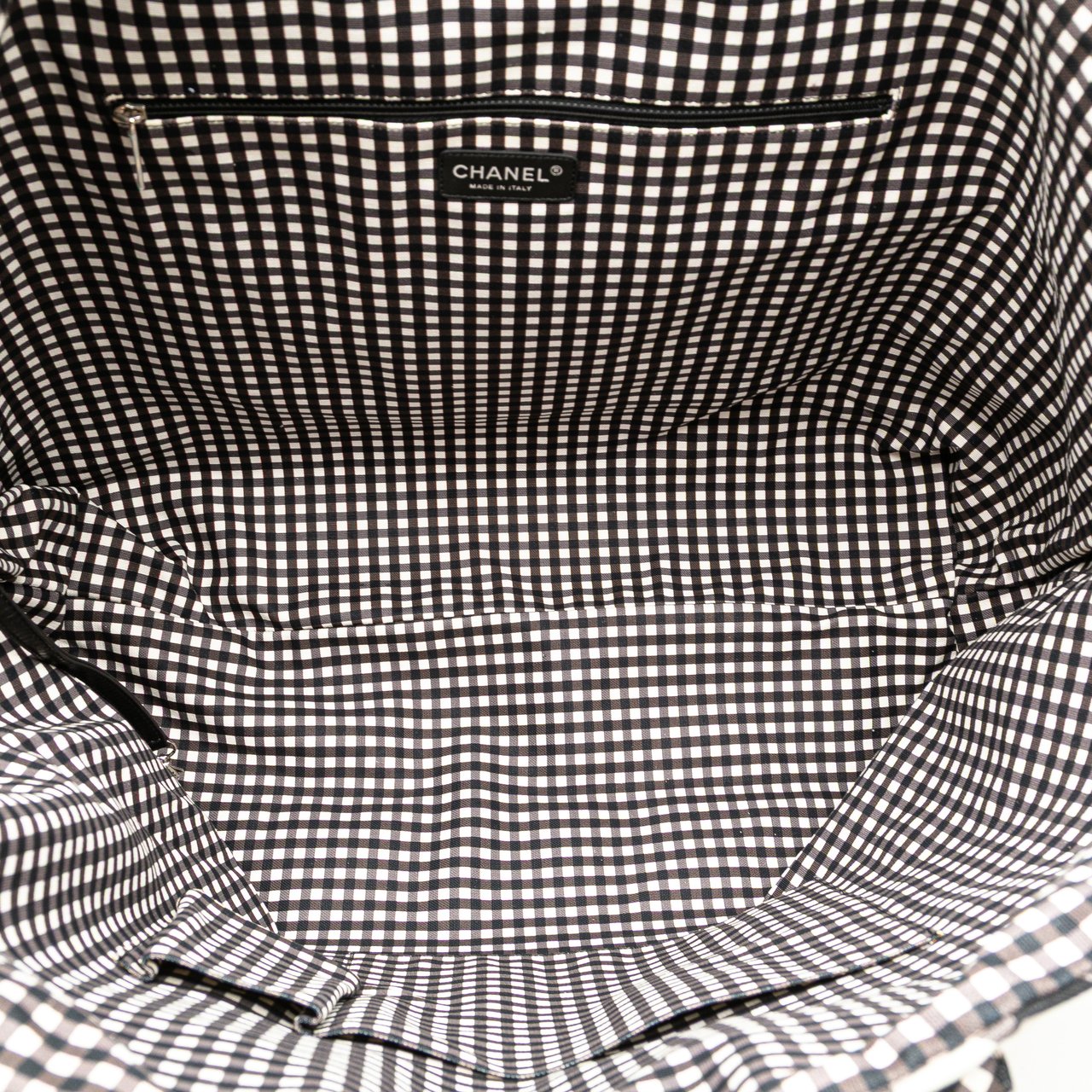 Chanel Printed Canvas Gingham Weekender Tote Wit