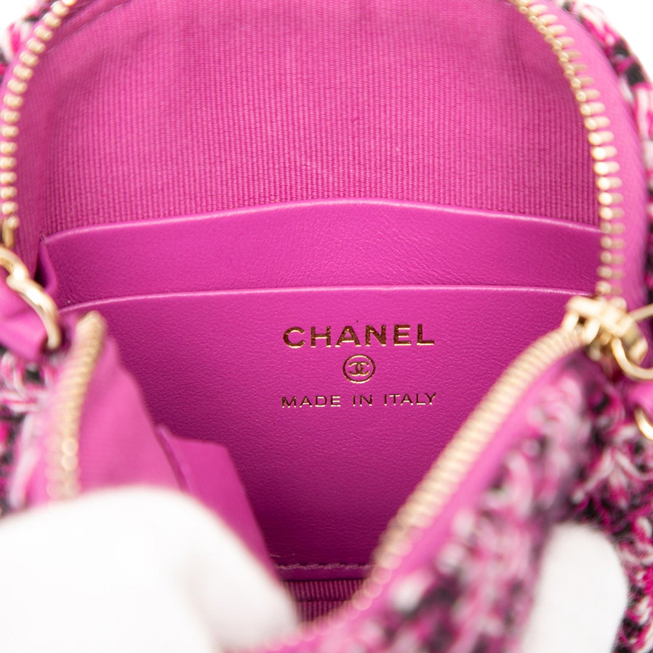 Chanel CC Tweed Houndstooth Clutch On Chain Paars