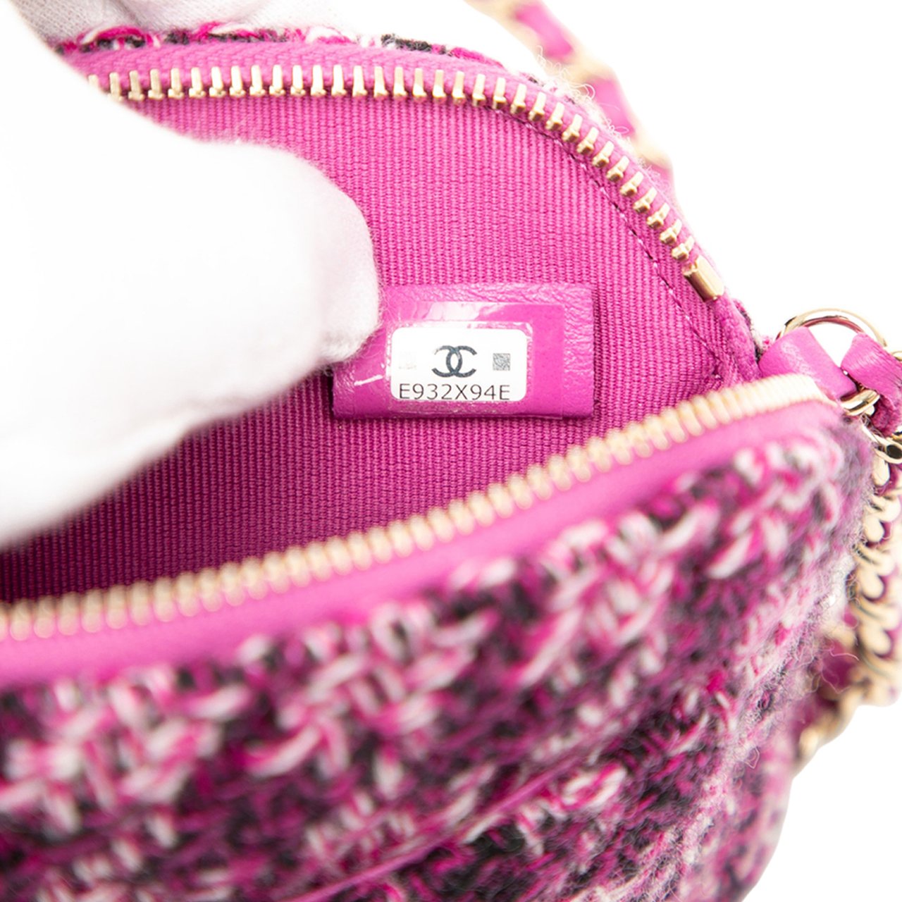 Chanel CC Tweed Houndstooth Clutch On Chain Paars