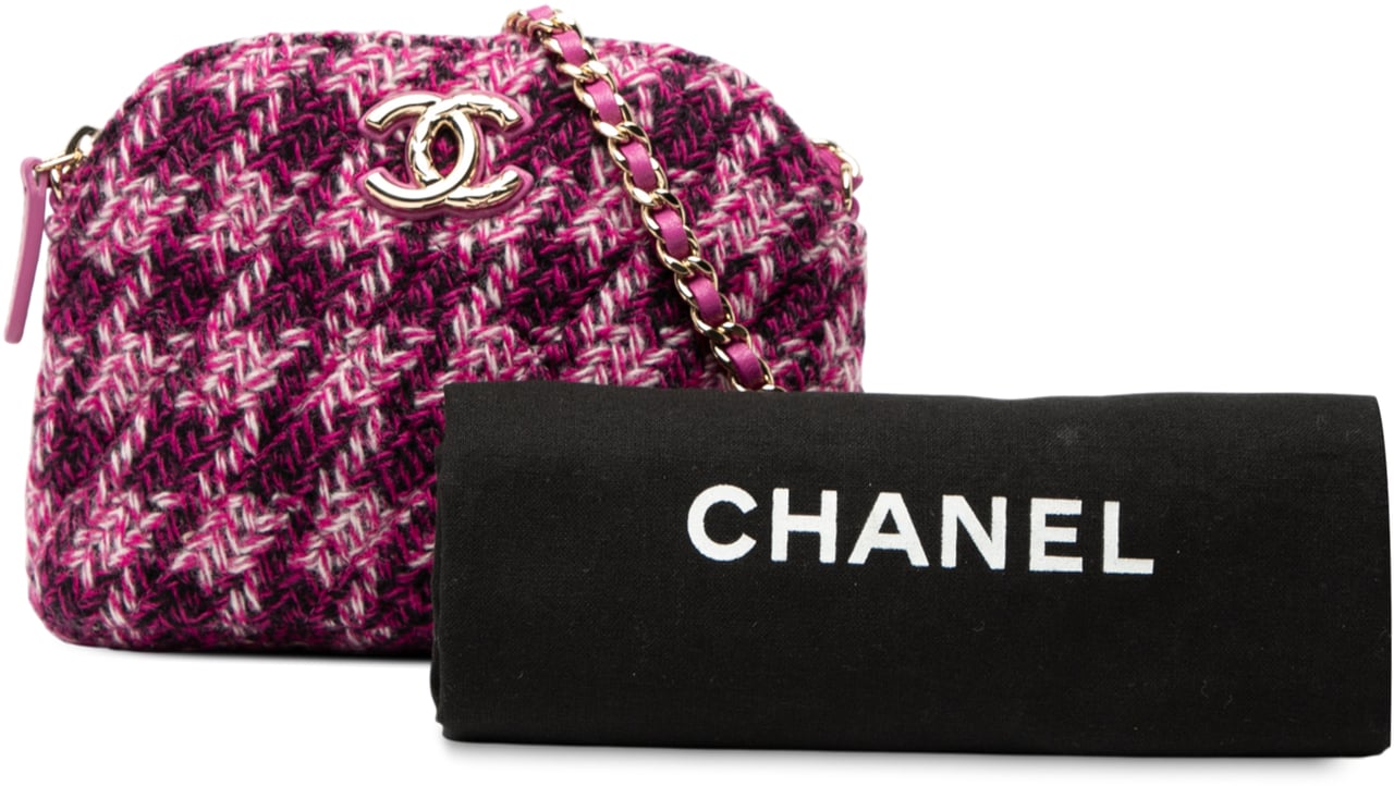 Chanel CC Tweed Houndstooth Clutch On Chain Paars