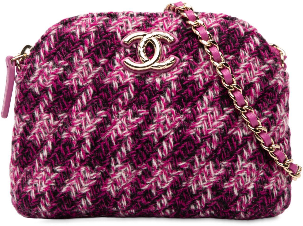 Chanel CC Tweed Houndstooth Clutch On Chain Paars