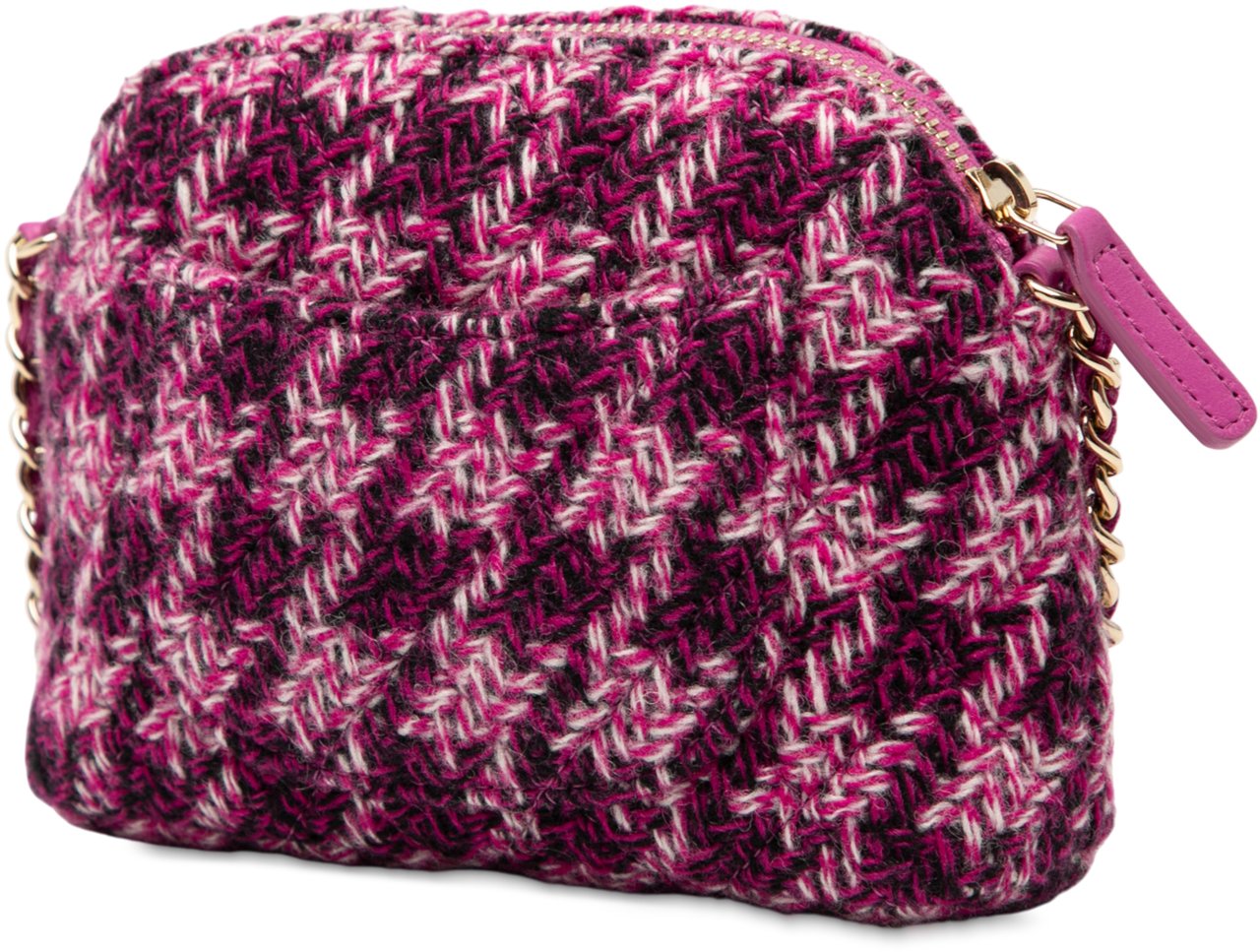 Chanel CC Tweed Houndstooth Clutch On Chain Paars