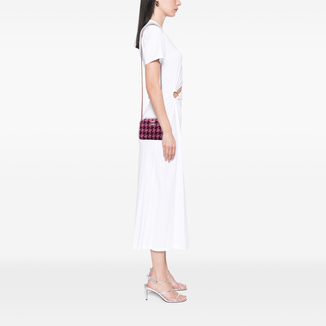 Chanel CC Tweed Houndstooth Clutch On Chain Paars