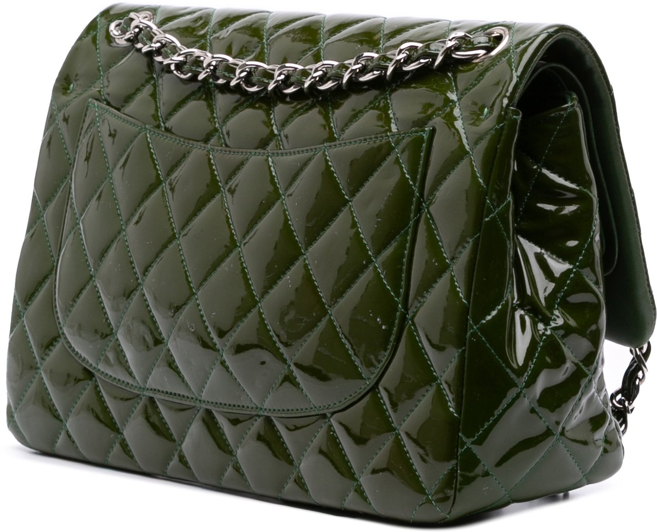 Chanel Jumbo Classic Patent Double Flap Groen